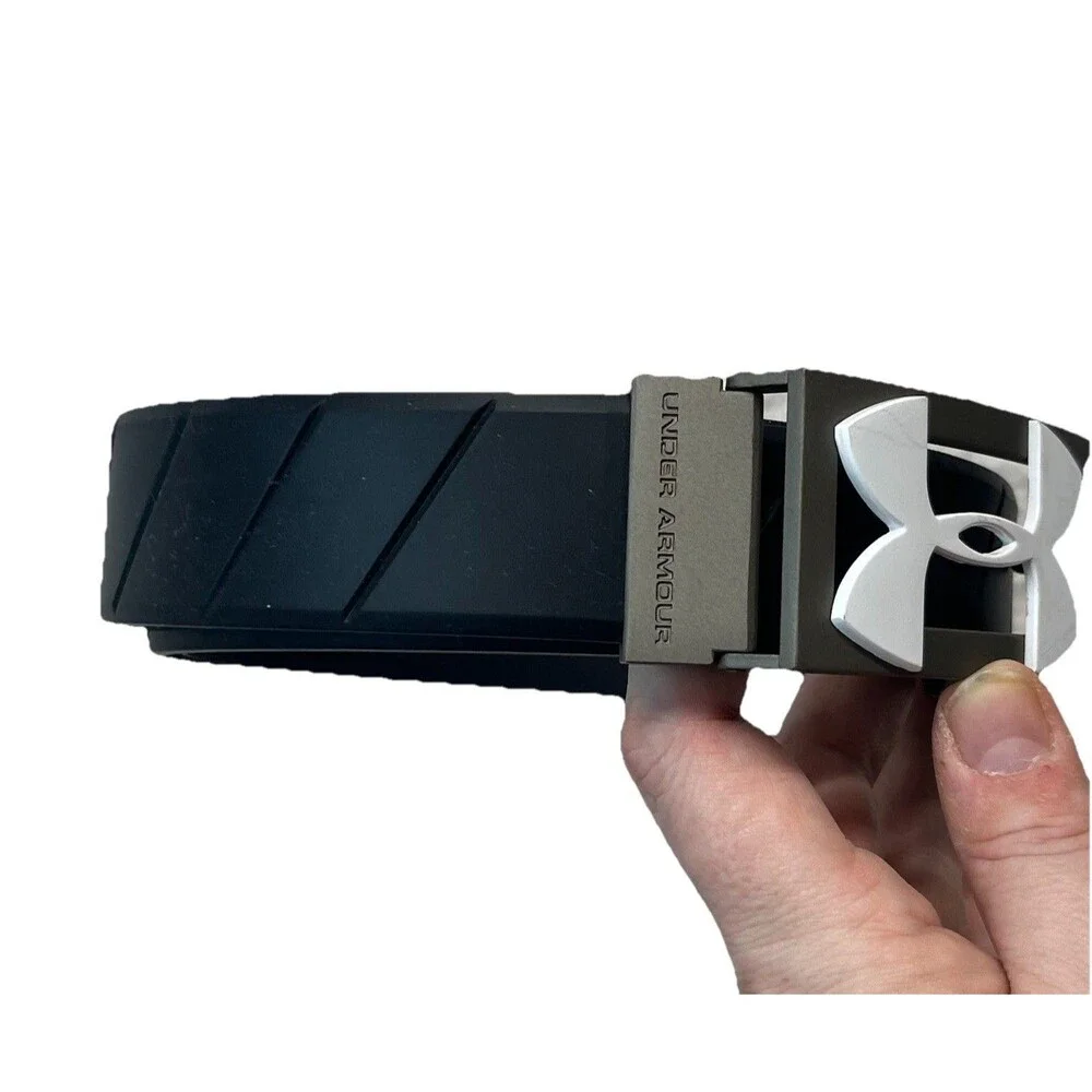 Under Armour Belt Mens 40” Black Silicone Golf Adjustable Logo Athleisure Sporty